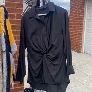 Zara black button top